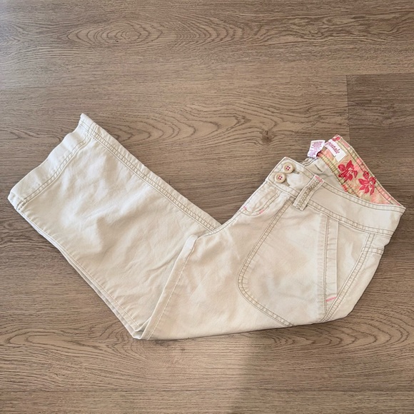 Aeropostale Y2K 2000s Beige Khaki 100% Cotton Cropped Utility Pants Size 3/4 - Picture 2 of 11